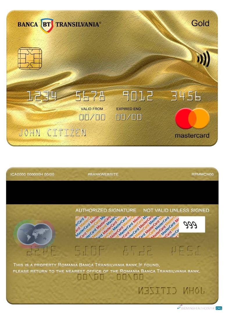 Download Romania Banca Transilvania bank mastercard gold Photoshop template